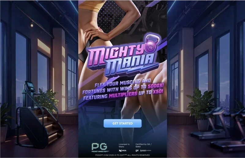 Mighty Mania – glavni meni in zaslon za izbiro stave
