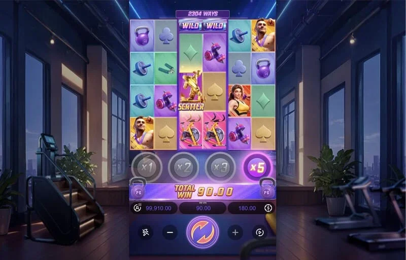 Mighty Mania – glavni igralni zaslon z mrežo 6x4
